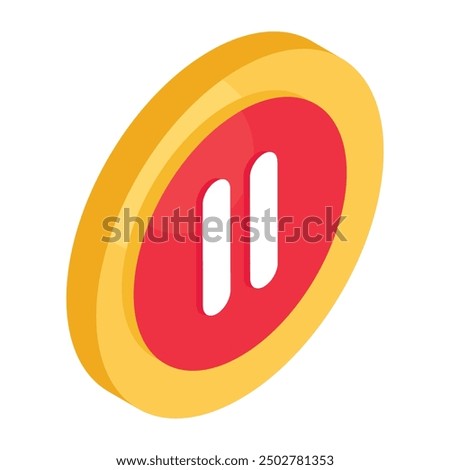 Conceptual isometric design icon of pause button 