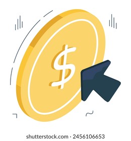 Conceptual isometric design icon of pay per click

