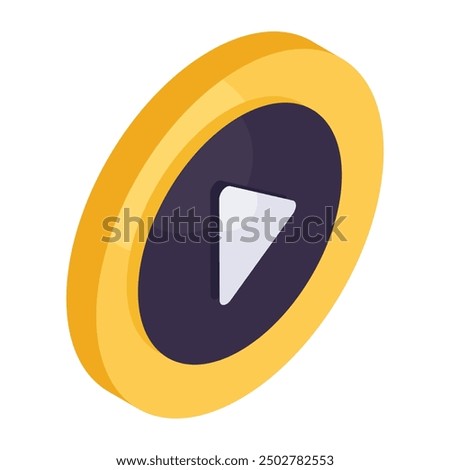 Conceptual isometric design icon of play forward button 