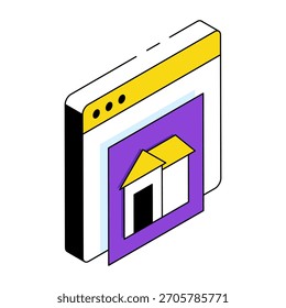 Icono de diseño isométrico conceptual del Sitio web inmobiliario