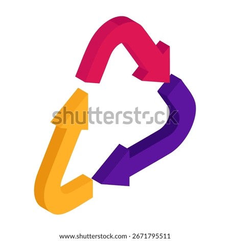Conceptual isometric design icon of recycle