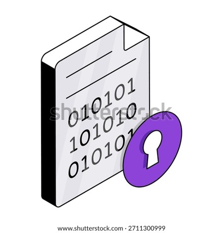 Conceptual isometric design icon of secure binary file