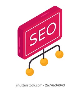 Icono de diseño isométrico conceptual de la red SEO