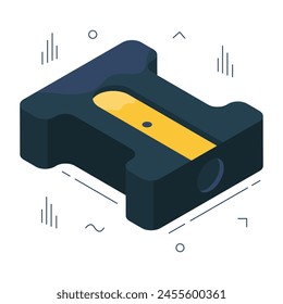 Conceptual isometric design icon of sharpener

