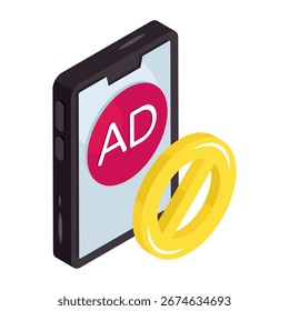 Icono de diseño isométrico conceptual de stop ad