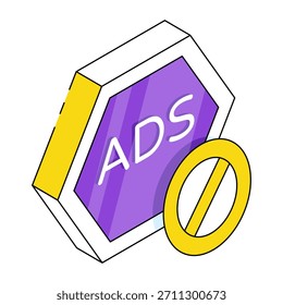 Icono de diseño isométrico conceptual de stop ad