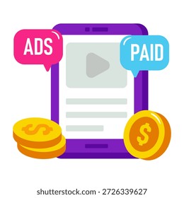 Ícone conceitual de design isométrico de monetização de vídeo 