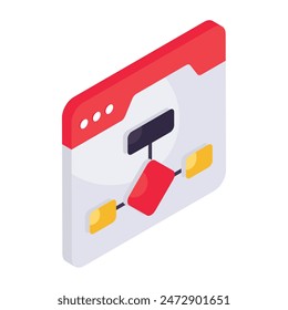 Conceptual isometric design icon of web hierarchy