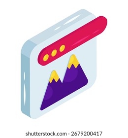Icono de diseño isométrico conceptual de paisaje de Web