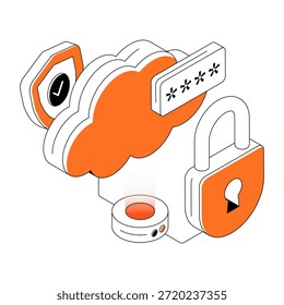Konzeptionelles isometrisches Design Illustration der Cloud-Datensicherheit
