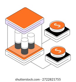 Ilustración de diseño isométrico conceptual de la infraestructura de datos