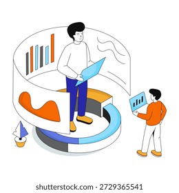 Ilustração do projeto isométrico conceitual da interpretação dos dados 