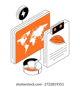 Konzeptionelles isometrisches Design Illustration der Umgebungsdatenanalyse