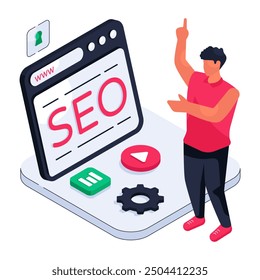 Conceptual isometric design illustration of se website 

