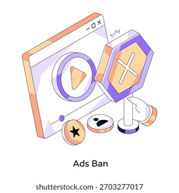 Ilustración de diseño isométrico conceptual de stop ad