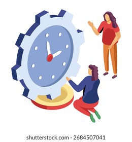 Ilustración de diseño isométrico conceptual de la gestión del tiempo