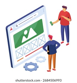 Ilustración de diseño isométrico conceptual de paisaje de Web