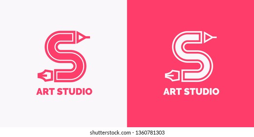 Conceptual label and emblem art studio. Modern vector graphics.