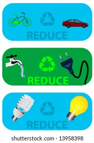 Conceptual labels about reducing the pollution and earth reserves
