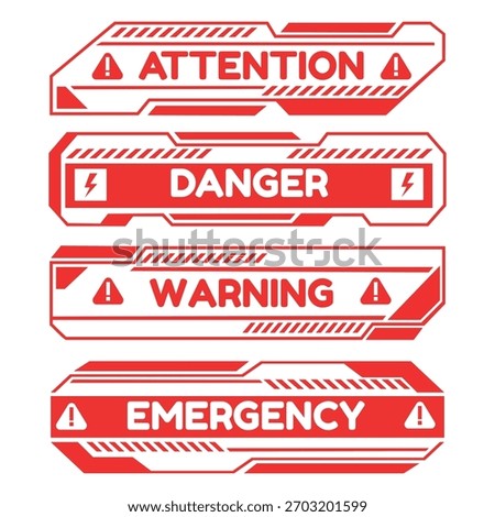 Conceptual layout with hud elements. Futuristic warning emergency danger attention interface signs vector illustration