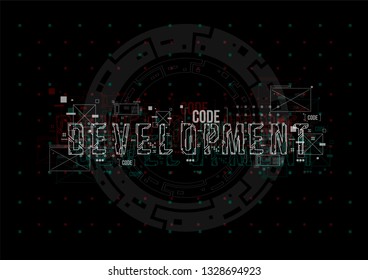 Conceptual Layout with HUD elements for print and web. Lettering with futuristic user interface elements.