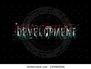 Conceptual Layout with HUD elements for print and web. Lettering with futuristic user interface elements.