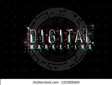 Conceptual Layout with HUD elements for print and web. Lettering with futuristic user interface elements.