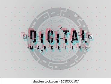 Conceptual Layout with HUD elements for print and web. Lettering with futuristic user interface elements.