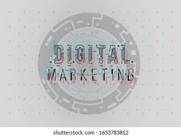 Conceptual Layout with HUD elements for print and web. Lettering with futuristic user interface elements.