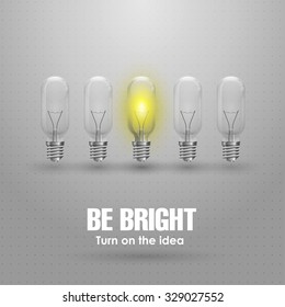 Conceptual layout with light bulbs, design template for presentation or website