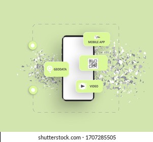 Conceptual layout of the mobile phone for the presentation of the app interface. The concept of user interface design.