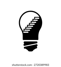 Silueta de bombilla conceptual con escaleras interiores que representan el éxito y el crecimiento de la idea