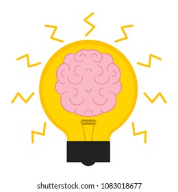 Conceptual lightbulb icon with a brain