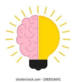 Conceptual lightbulb icon with a brain