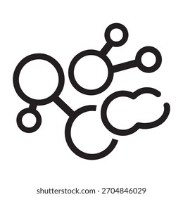 Icono conceptual de arte lineal que representa conexiones de red, intercambio de datos, computación en la nube y tecnología digital.