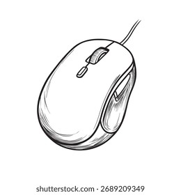 Ilustración vectorial conceptual de arte lineal de ratón con diseño ergonómico
