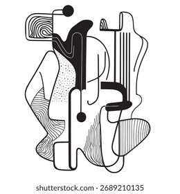 Ilustración vectorial conceptual de arte lineal de una tableta que muestra un diseño abstracto