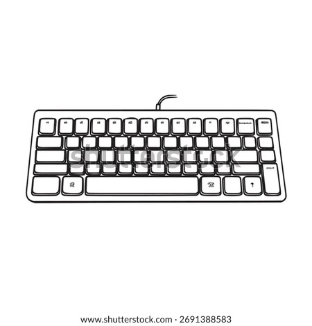 conceptual line art vector illustration of mechanical keyboard with steampunk style