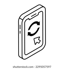 Konzeptuelles Line-Design-Symbol für mobile Aktualisierung 