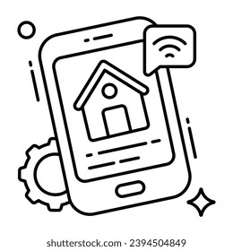 Conceptual line design icon of mobile real estate
