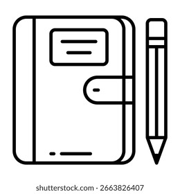 Icono de diseño de línea conceptual del cuaderno
