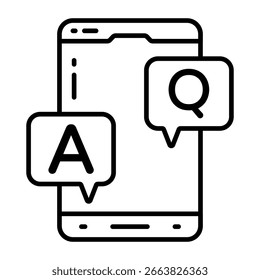 Ícone de design de linha conceitual da resposta de pergunta
