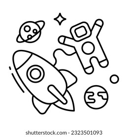 Conceptual line design icon of rocket 