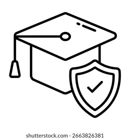 Conceptual line design icon of secure education