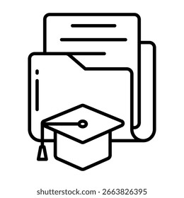 Icono de línea conceptual de la carpeta educativa