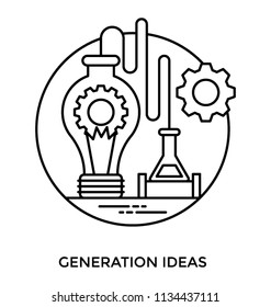 A conceptual line icon image of scientific experiment