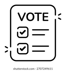 Conceptual linear design icon of ballot paper 