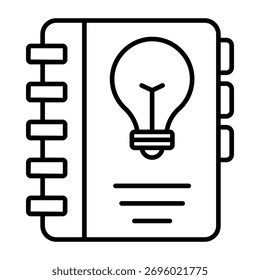 Icono de diseño lineal conceptual de cuaderno creativo