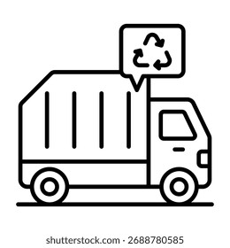 Icono de diseño lineal conceptual de la furgoneta ecológica