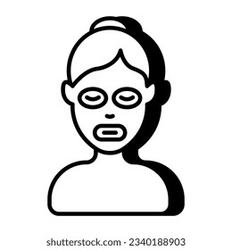 Konzeptuelles lineares Gestaltungssymbol der Gesichtsblattmaske 
